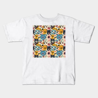 Eclectic Happy Pets and Nature Pattern Kids T-Shirt